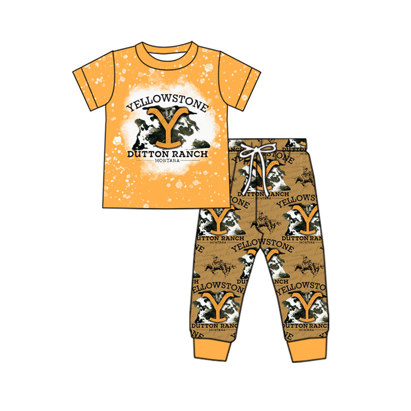 NO MOQ sales BSPO0535 Pre-order baby boy clothes YELLOWSTONE short sleeve pants sets -2024.11.23