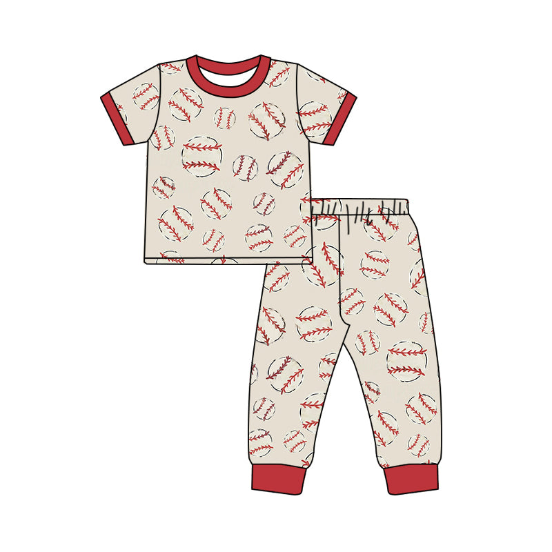 NO MOQ sales BSPO0551 Pre-order baby boys clothes baseball short sleeve pants sets -2024.12.14