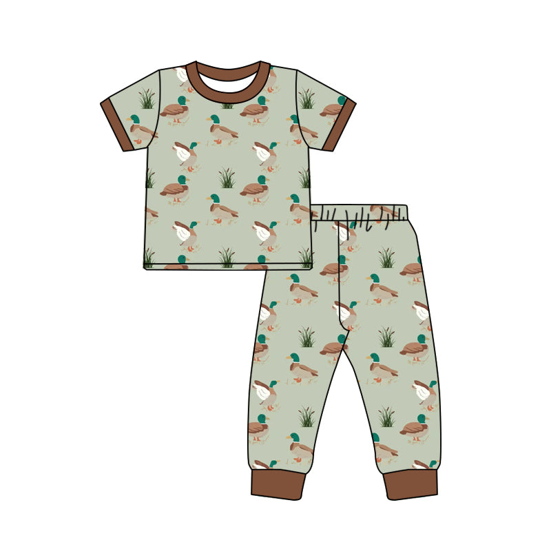 NO MOQ sales BSPO0554 Pre-order baby boys clothes duck short sleeve pants sets -2024.12.14