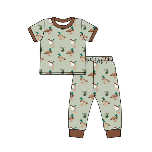 NO MOQ sales BSPO0554 Pre-order baby boys clothes duck short sleeve pants sets -2024.12.14