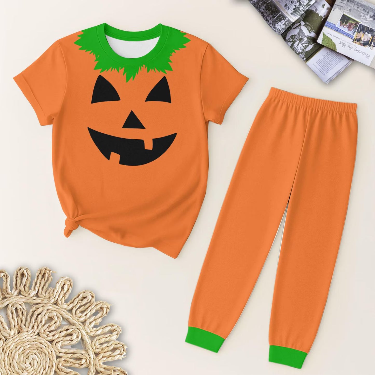 (Pre Order) No moq BSPO0579 Pre-order baby boy clothes Halloween orange short sleeve pants sets -2025.7.4