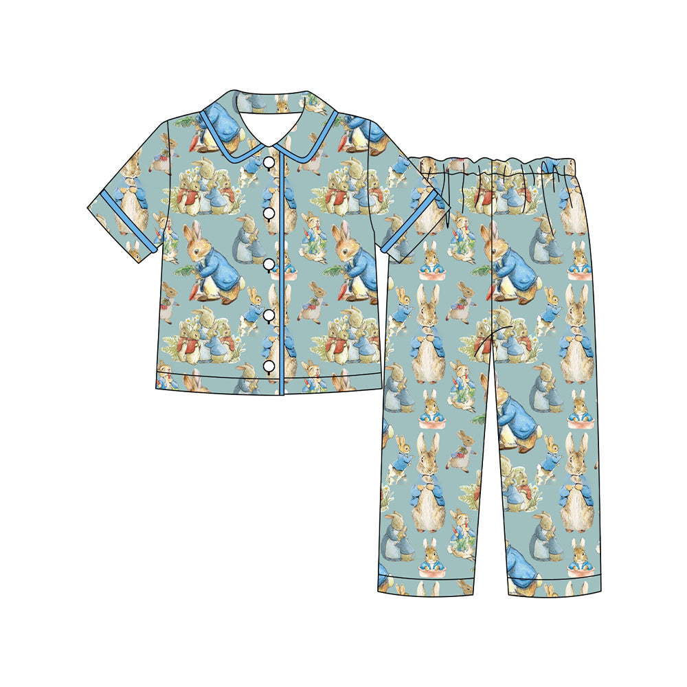 (Pre Order) No moq BSPO0601 Pre-order baby boy clothes easter short sleeve pants sets -2025.9.27