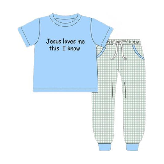 (Pre Order) No moq BSPO0617 Pre-order baby boy clothes blue short sleeve pants sets -2025.10.18