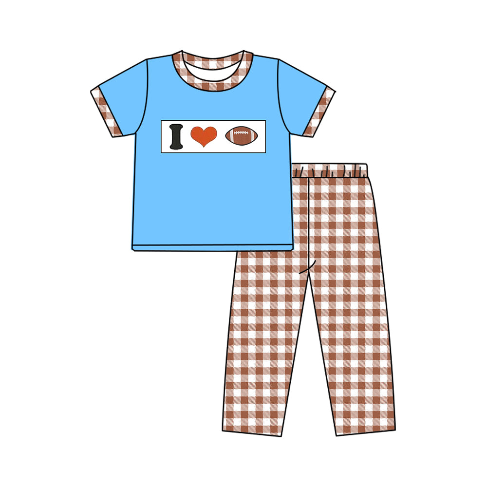 (Pre Order) No moq BSPO0621 Pre-order baby boy clothes blue short sleeve pants sets -2025.10.22