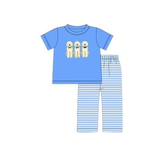 (Pre Order) No moq BSPO0623 Pre-order baby boy clothes puppy blue short sleeve pants sets-2025.10.23
