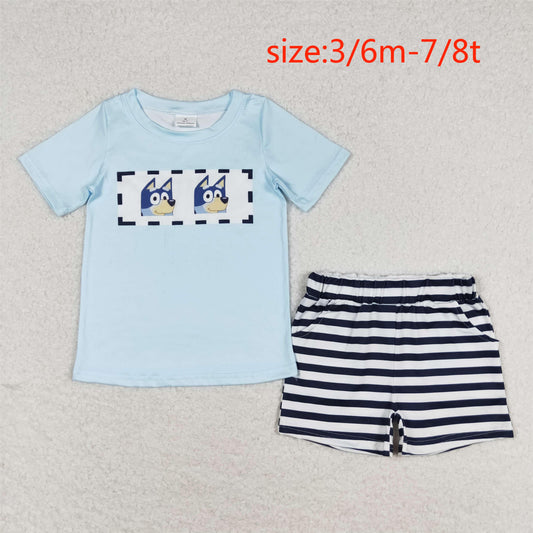 rts no moq BSSO0682 bluey blue short-sleeved striped shorts suit