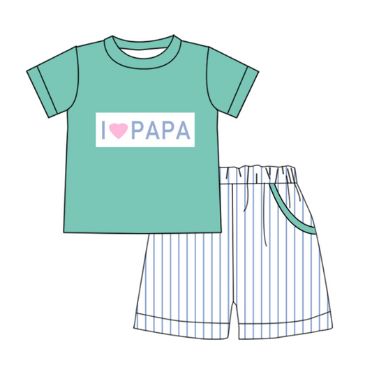BSSO0768 pre-order baby boy clothes I love PAPA summer outfit
