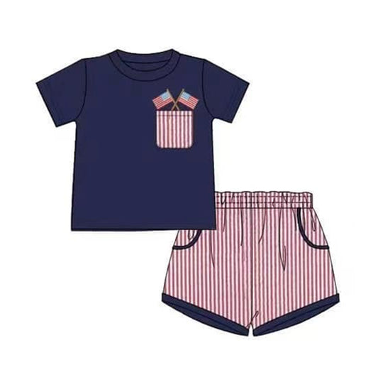 BSSO0778 pre-order baby boy clothes 4th of July patriotic toddler boy summer outfits