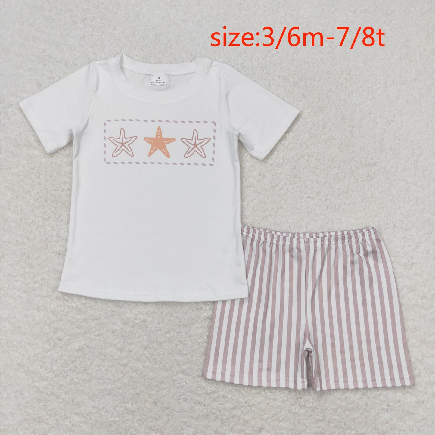 BSSO0826 Starfish white short-sleeved striped shorts suit