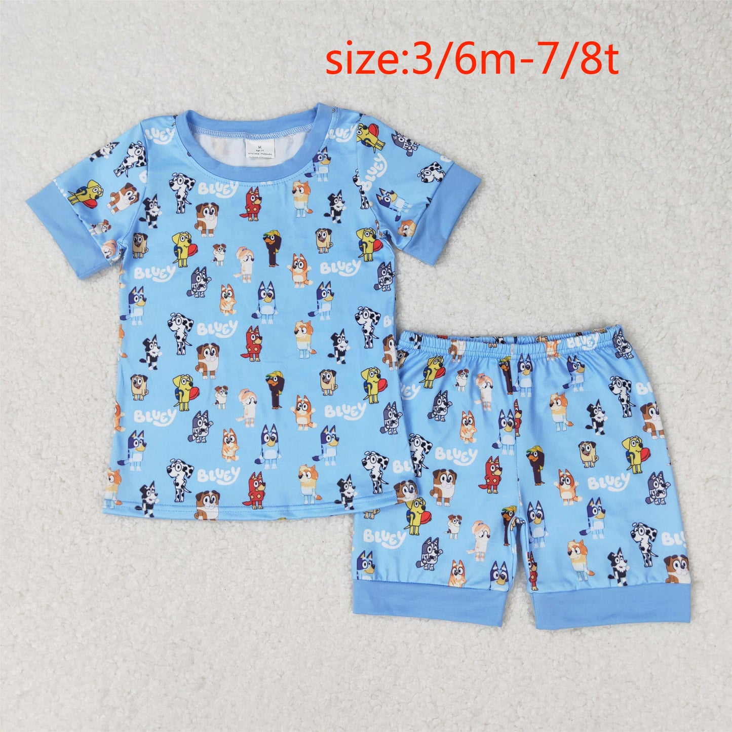 rts no moq BSSO0853 bluey blue short-sleeved shorts pajama set
