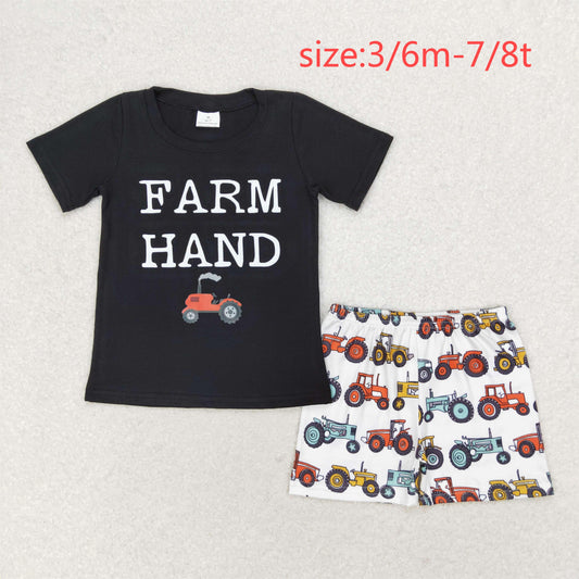 rts no moq BSSO0942 Farm hand tractor black short-sleeved shorts suit