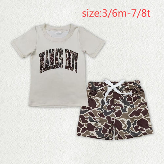 rts no moq BT0792+SS0202 mama's boy camouflage lettering beige short-sleeved top brown green shorts sets