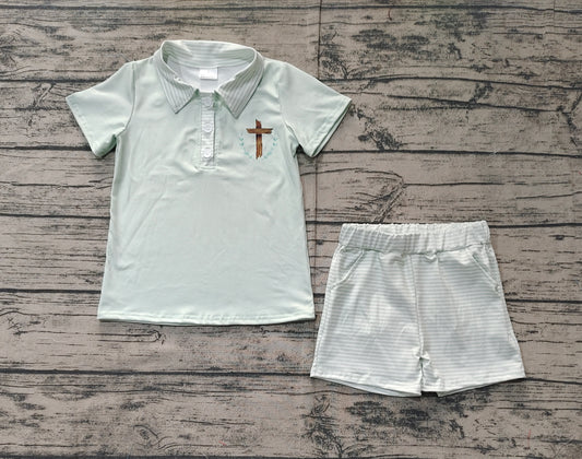 no moq BSSO1025 PRE-ORDER baby boys clothes easter short sleeve shorts set