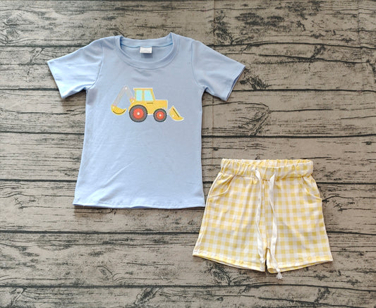 no moq BSSO1117 PRE-ORDER baby boy clothes embroidery short sleeve shorts set