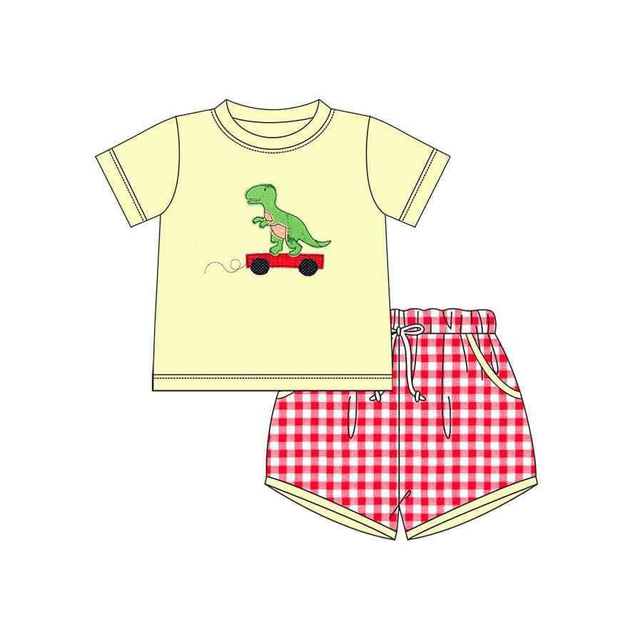 no moq BSSO1120 PRE-ORDER baby boy clothes yellow short sleeve shorts set-2024.11.16