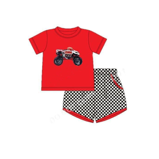 no moq BSSO1124 PRE-ORDER baby boy clothes red short sleeve shorts set-2024.11.20