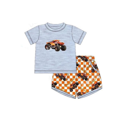 no moq BSSO1125 PRE-ORDER baby boy clothes gray short sleeve shorts set-2024.11.20