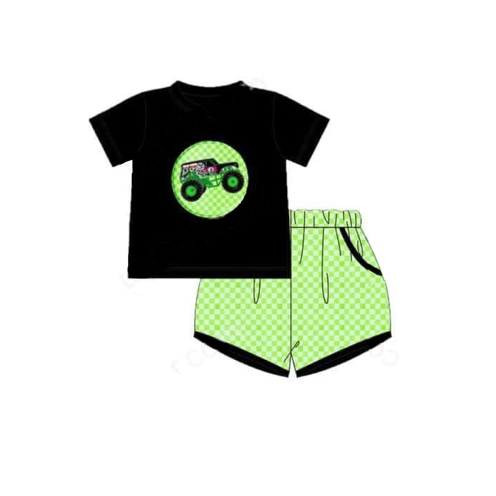 no moq BSSO1126 PRE-ORDER baby boy clothes black short sleeve shorts set-2024.11.20