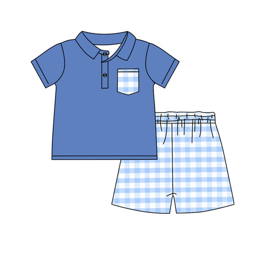 no moq BSSO1127 PRE-ORDER baby boy clothes blue short sleeve shorts set-2024.11.20