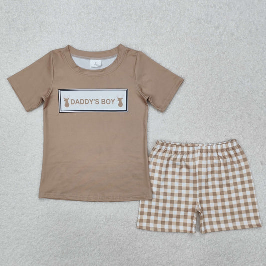 RTS NO MOQ（In Stock) BSSO1130 Daddy's boy elk short-sleeved shorts set