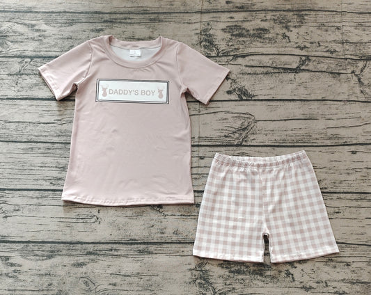 no moq BSSO1130 PRE-ORDER baby boy clothes DADDY BOY deer short sleeve shorts set