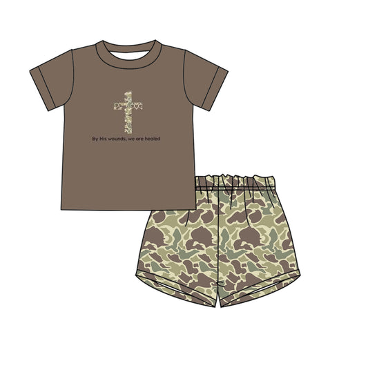 no moq BSSO1134 PRE-ORDER baby boy clothes camouflage short sleeve shorts set-2024.11.20