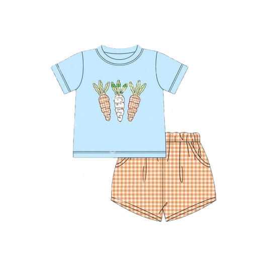 no moq BSSO1136 PRE-ORDER baby boy clothes easter blue short sleeve shorts set-2024.11.20