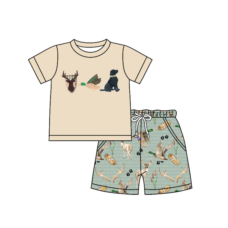 no moq BSSO1148 PRE-ORDER baby boy clothes deer duck puppy khahi short sleeve shorts set-2024.11.27