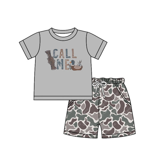 no moq BSSO1151 PRE-ORDER baby boy clothes CALL ME gray short sleeve shorts set-2024.11.28