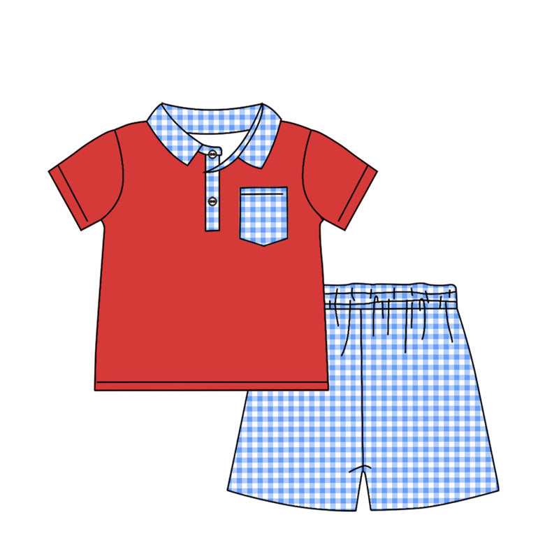 no moq BSSO1152 PRE-ORDER baby boy clothes red short sleeve shorts set-2024.11.29