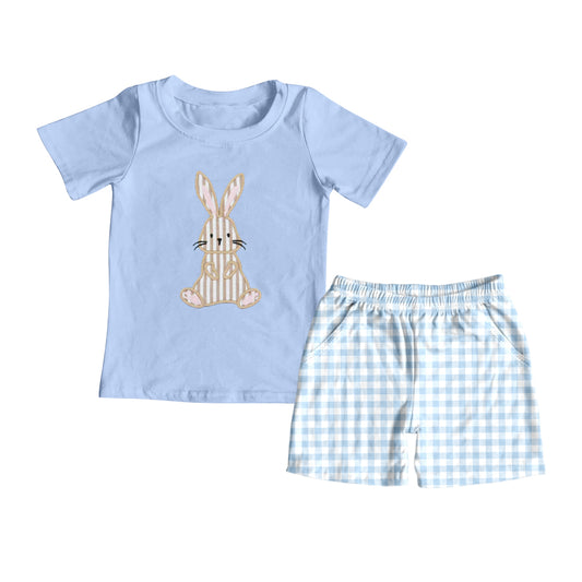 no moq BSSO1174 PRE-ORDER baby boy clothes easter blue short sleeve shorts set-2024.12.6