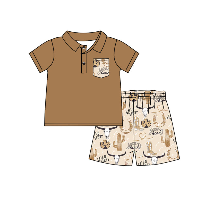 no moq BSSO1179 PRE-ORDER baby boy clothes catcus cow head short sleeve shorts set-2024.12.10