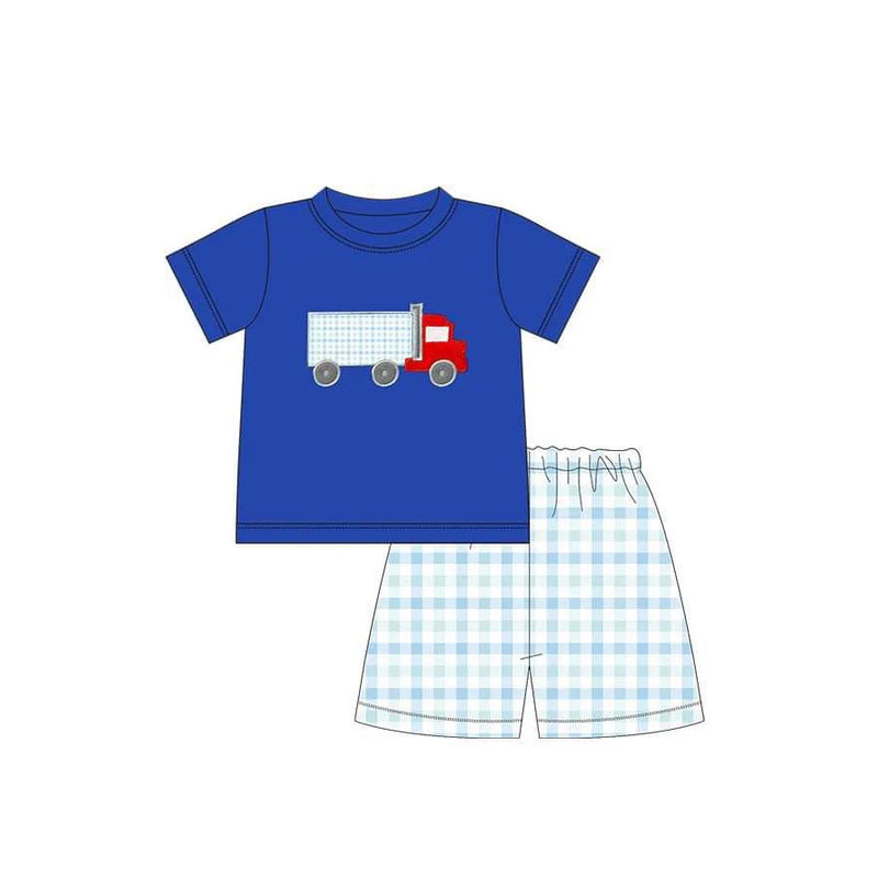 no moq BSSO1198 PRE-ORDER baby boy clothes blue short sleeve shorts set-2024.12.14