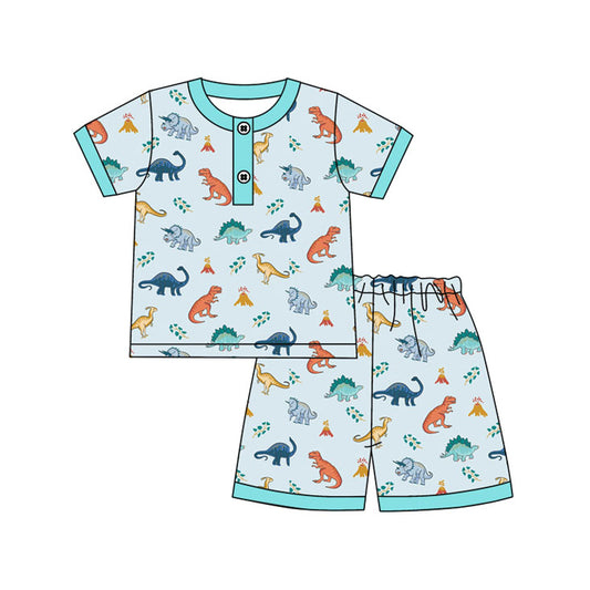 no moq BSSO1207 PRE-ORDER baby boy clothes dinosaur short sleeve shorts set-2024.12.17