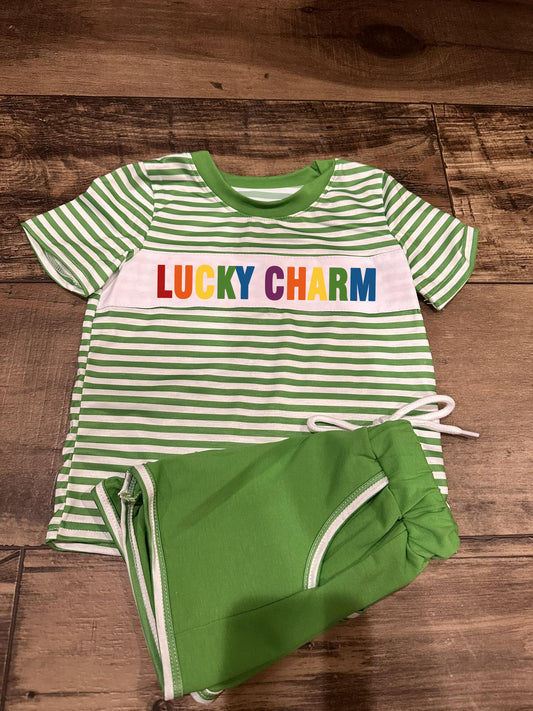 no moq BSSO1209 PRE-ORDER baby boy clothes LUCKY short sleeve shorts set-2024.12.18