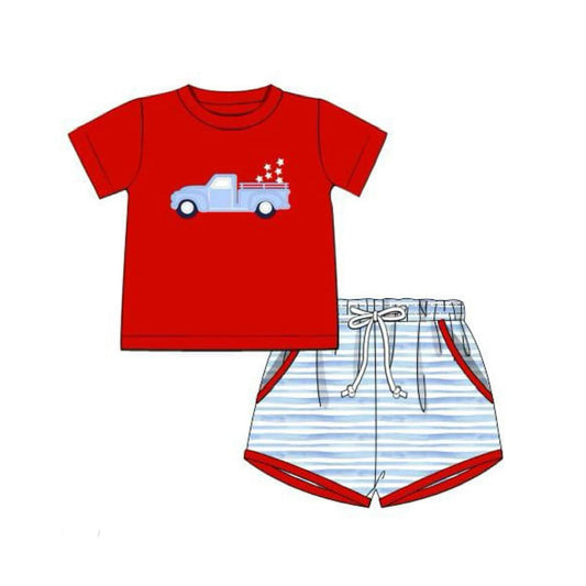 no moq BSSO1215 PRE-ORDER baby boy clothes red short sleeve shorts set-2024.12.19