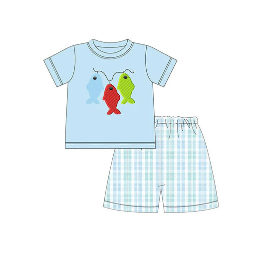 no moq BSSO1224 PRE-ORDER baby boy clothes fish short sleeve shorts set-2024.12.24