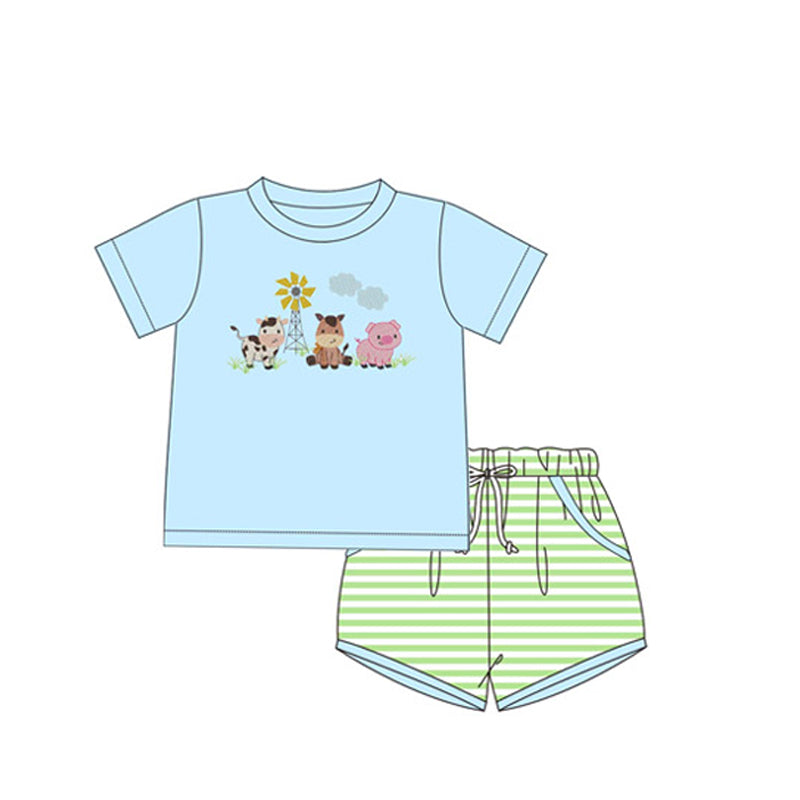 no moq BSSO1226 PRE-ORDER baby boy clothes animal short sleeve shorts set-2024.12.24