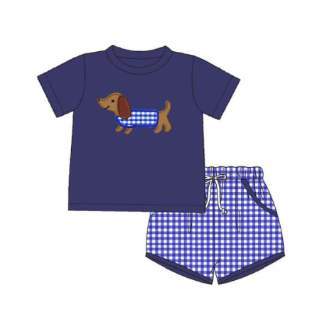 no moq BSSO1227 PRE-ORDER baby boy clothes dog short sleeve shorts set-2024.12.24