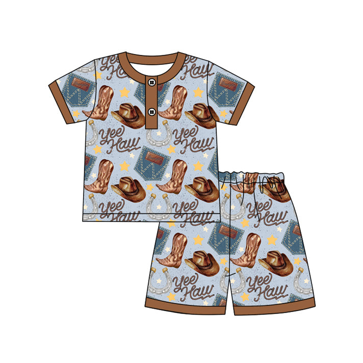 no moq BSSO1230 PRE-ORDER baby boy clothes catcus hats short sleeve shorts set-2024.12.24