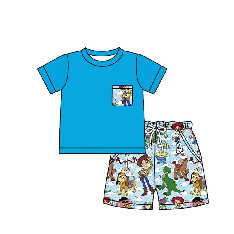 no moq BSSO1251 PRE-ORDER baby boy clothes cartoon toy story short sleeve shorts set-2025.1.2