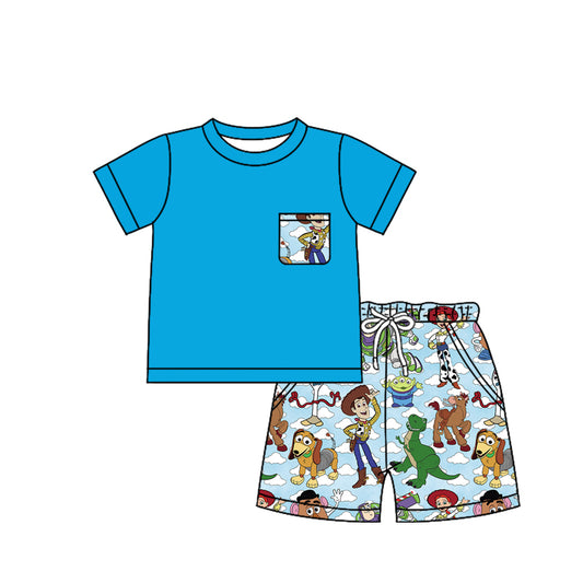 no moq BSSO1251 PRE-ORDER baby boy clothes cartoon toy story short sleeve shorts set-2025.1.2