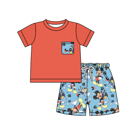 no moq BSSO1252 PRE-ORDER baby boy clothes cartoon mickey short sleeve shorts set-2025.1.2