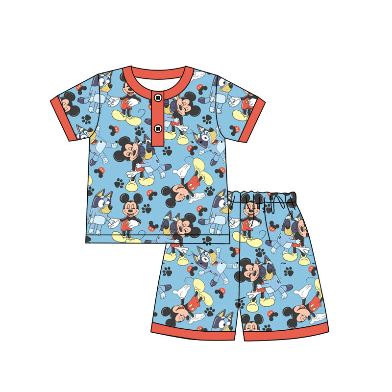 no moq BSSO1253 PRE-ORDER baby boy clothes cartoon mickey short sleeve shorts set-2025.1.2