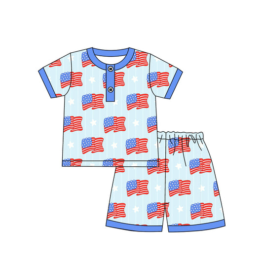 no moq BSSO1259 PRE-ORDER baby boy clothes 4th of july short sleeve shorts set-2025.1.3