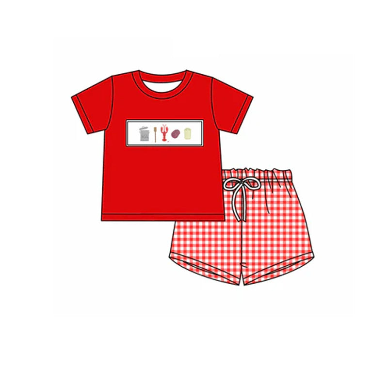 no moq BSSO1264 PRE-ORDER baby boy clothes crayfish short sleeveles shorts set-2025.1.7