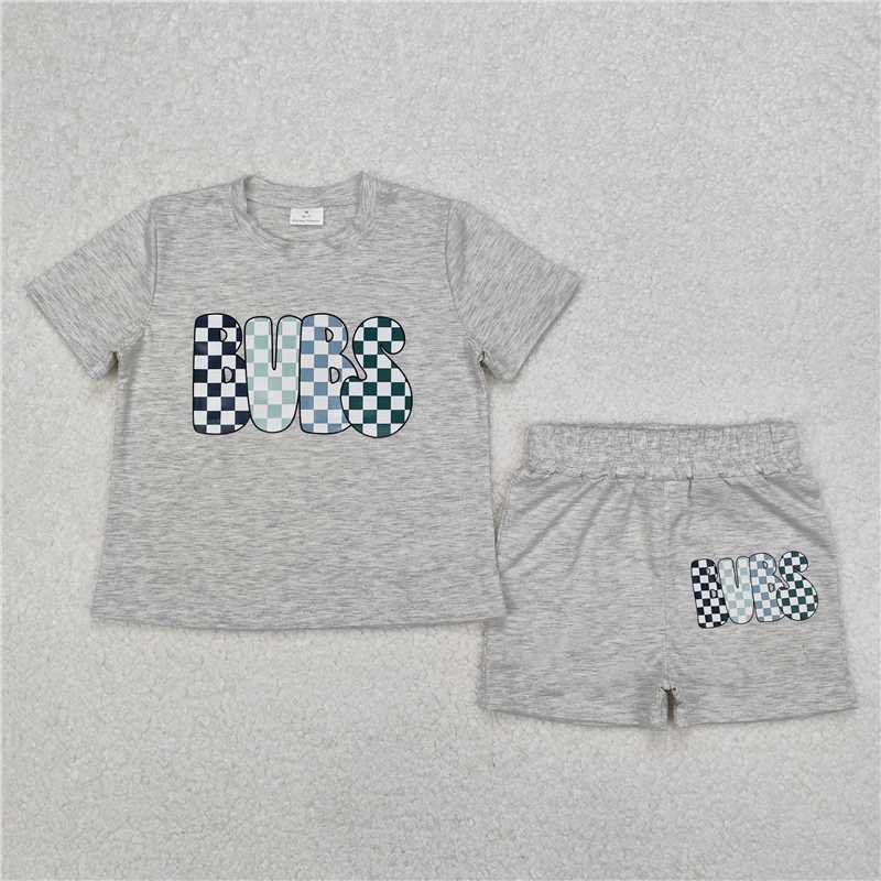 RTS NO MOQ Girls Boys offset printing short sleeve Clothes Sets