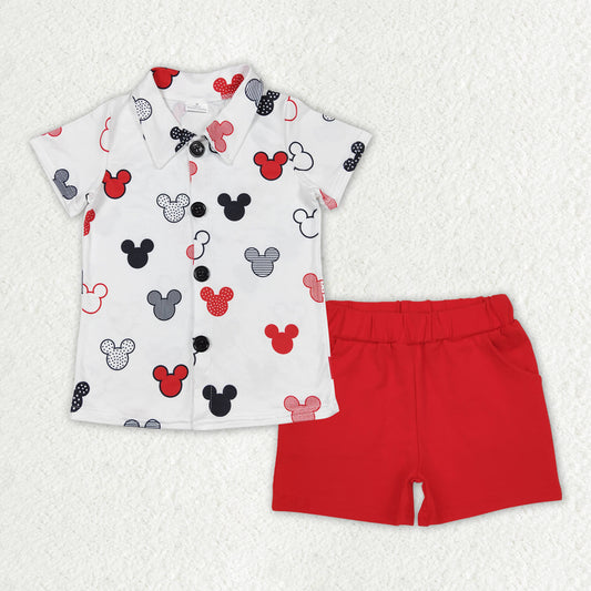 RTS NO MOQ ETA 5/7days Arrived BSSO1387 mickey head  short-sleeved shorts set