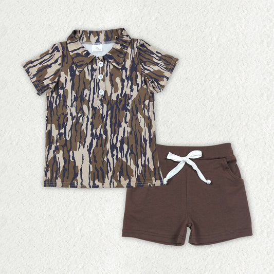 RTS NO MOQ BSSO1489 baby boy clothes camouflage short sleeve top shorts sets