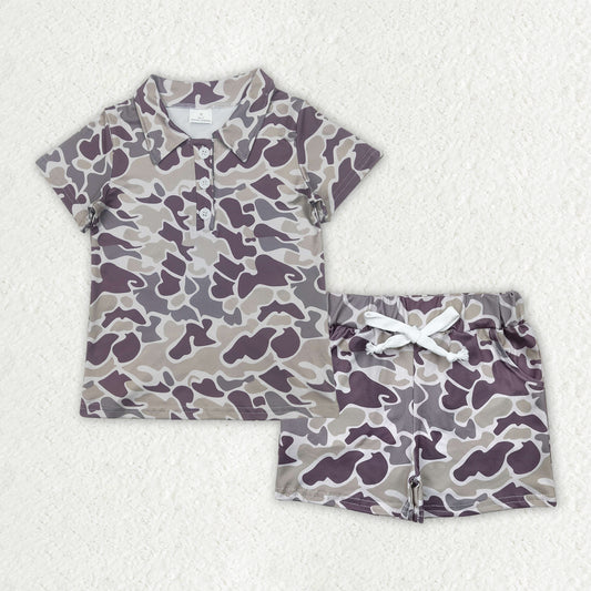 RTS NO MOQ BT1211+SS0454 baby boys clothes short-sleeved top camouflage shorts sets